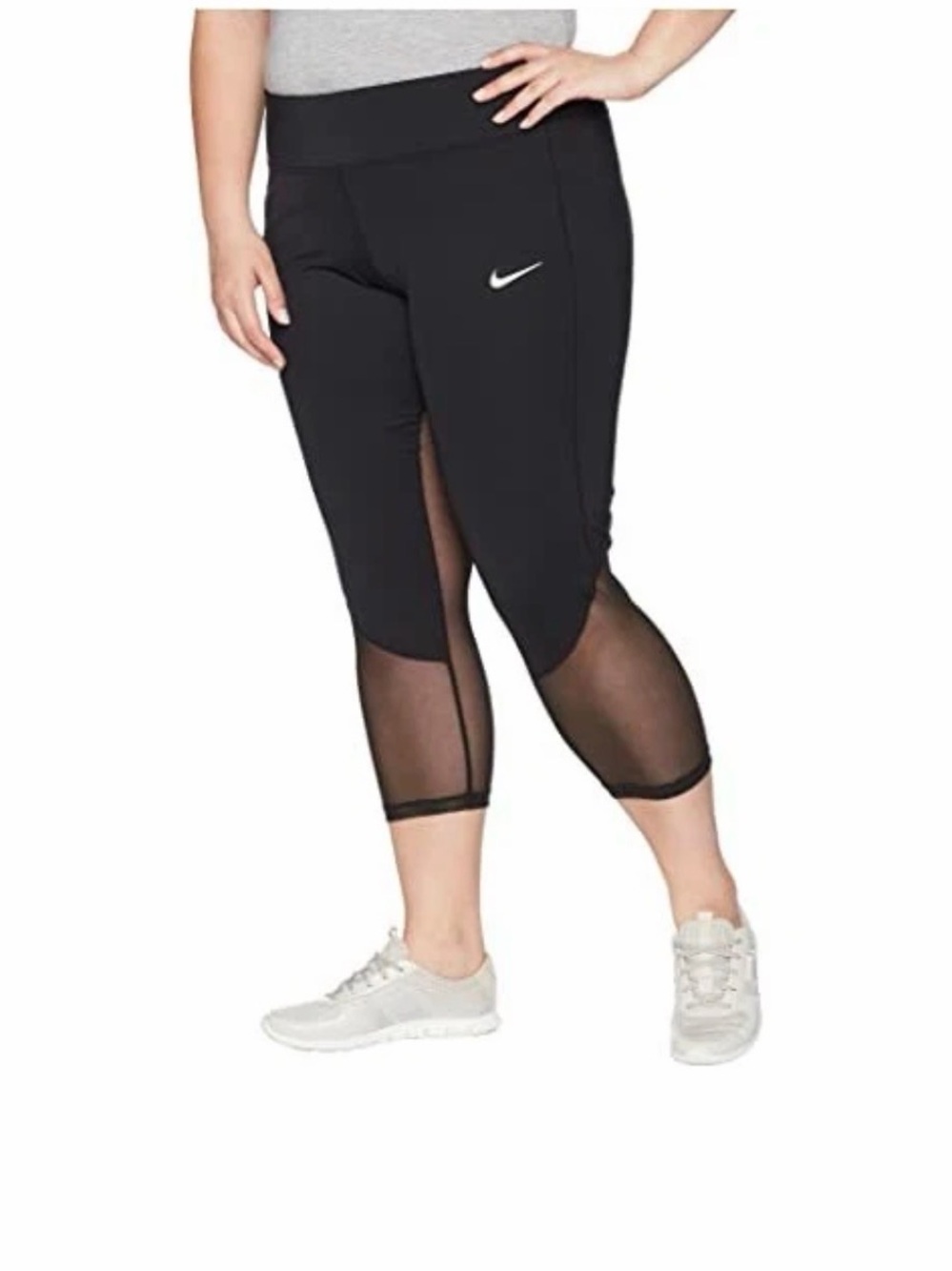 Nike Women's Power Crop Racer Mesh Leggings Black Sz 2X